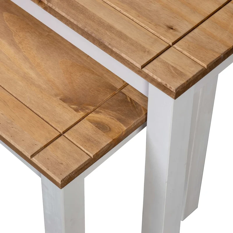 Lot de 2 tables d'appoint gigognes en bois pin massif DEC032689