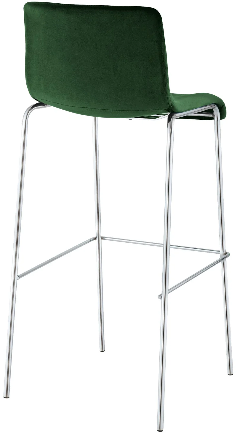 Tabouret de bar x1 dossier bas 4 pieds en métal chromé assise en velours vert 10_0005947