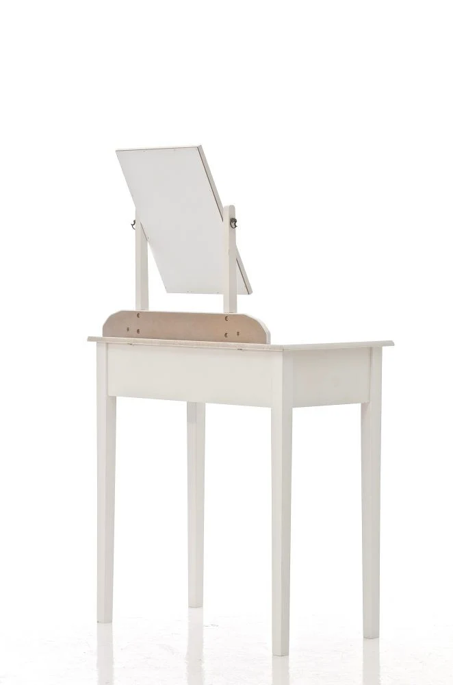 Coiffeuse avec tabouret et miroir inclus en bois blanc MOC10006