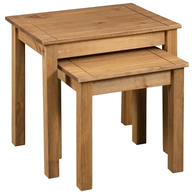 Lot de 2 tables d'appoint gigognes en bois de pin DEC032688