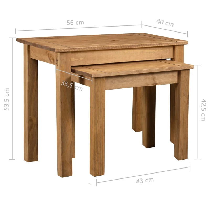 Lot de 2 tables d'appoint gigognes en bois de pin DEC032688