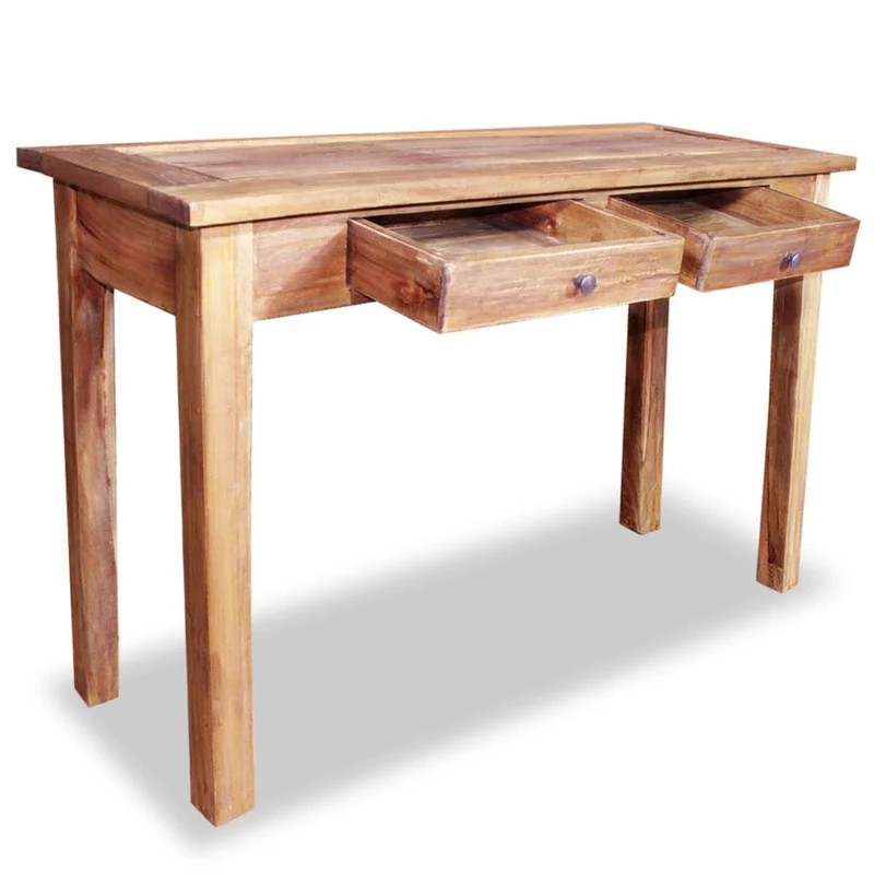 Table d'appoint console d'entrée meuble de salon avc tiroirs en bois d'acajou massif 123x42x75 cm DEC031733