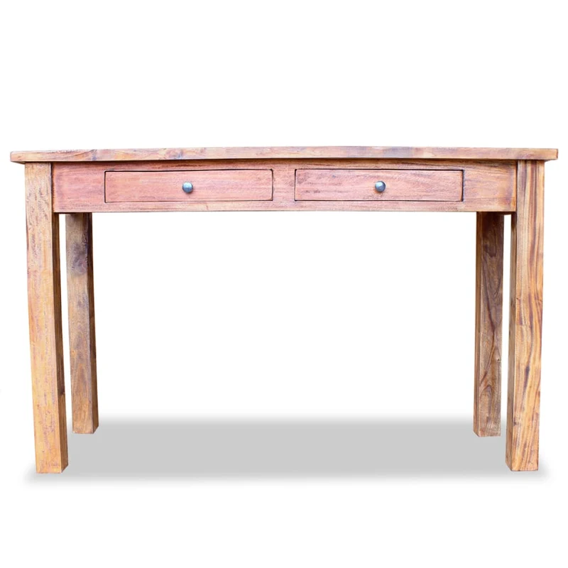 Table d'appoint console d'entrée meuble de salon avc tiroirs en bois d'acajou massif 123x42x75 cm DEC031733