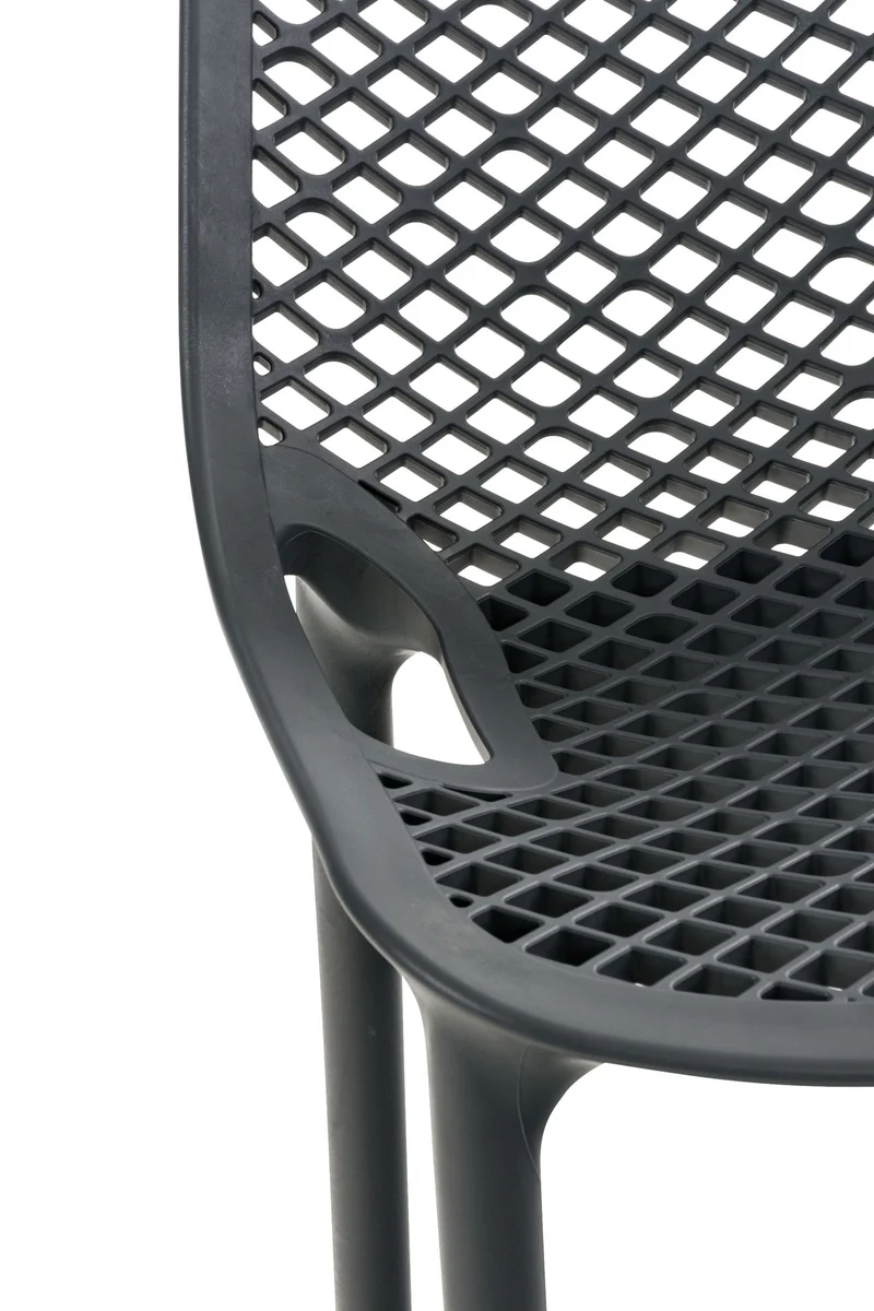 Lot de 2 tabourets de bar avec dossier en plastique gris foncé pour extérieur hauteur assise 75 cm 10_0005556