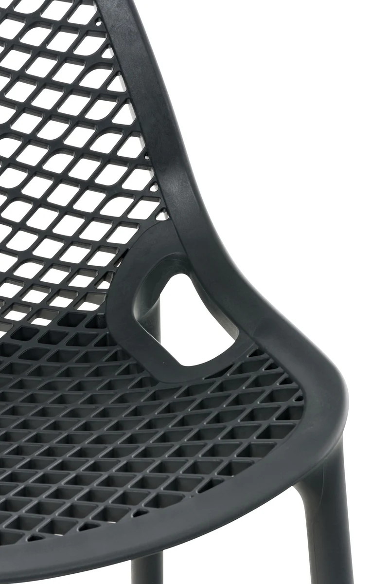 Lot de 2 tabourets de bar avec dossier en plastique gris foncé pour extérieur hauteur assise 75 cm 10_0005556