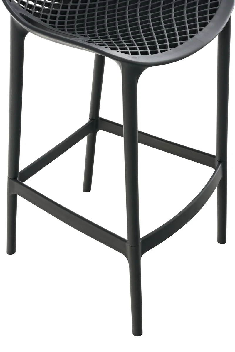Lot de 2 tabourets de bar avec dossier en plastique gris foncé pour extérieur hauteur assise 75 cm 10_0005556
