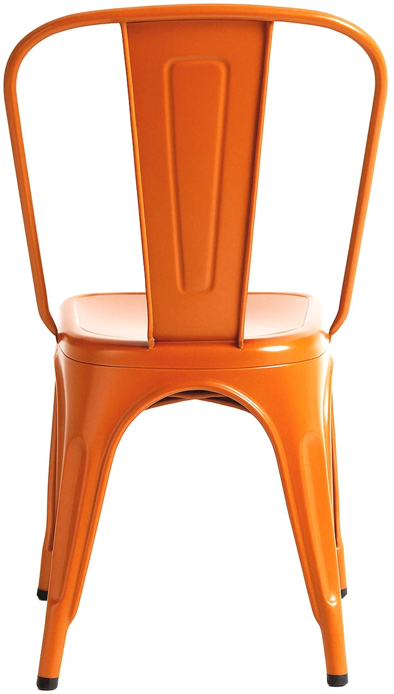 Chaise de salle à manger avec dossier x1 design industriel en métal orange 10_0005546