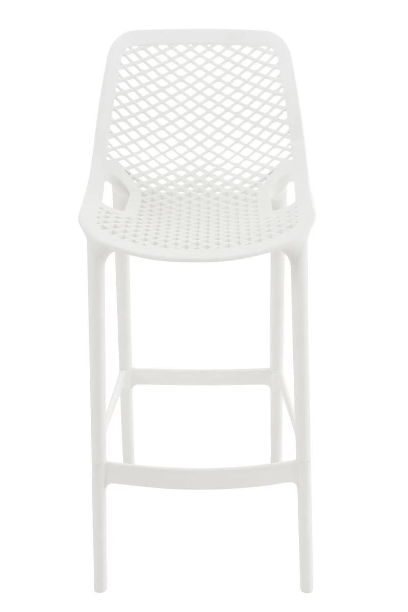Lot de 2 tabourets de bar avec dossier en plastique blanc pour extérieur hauteur assise 75 cm 10_0006207