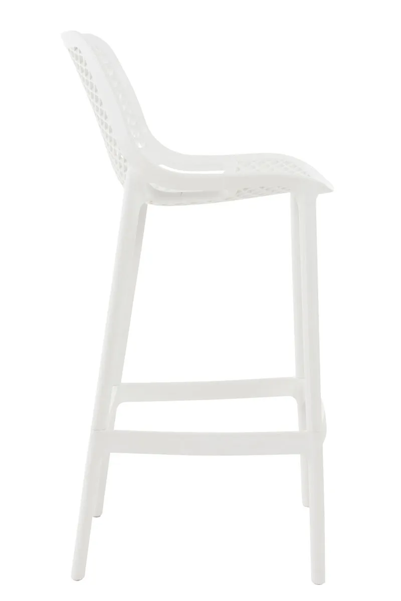 Lot de 2 tabourets de bar avec dossier en plastique blanc pour extérieur hauteur assise 75 cm 10_0006207