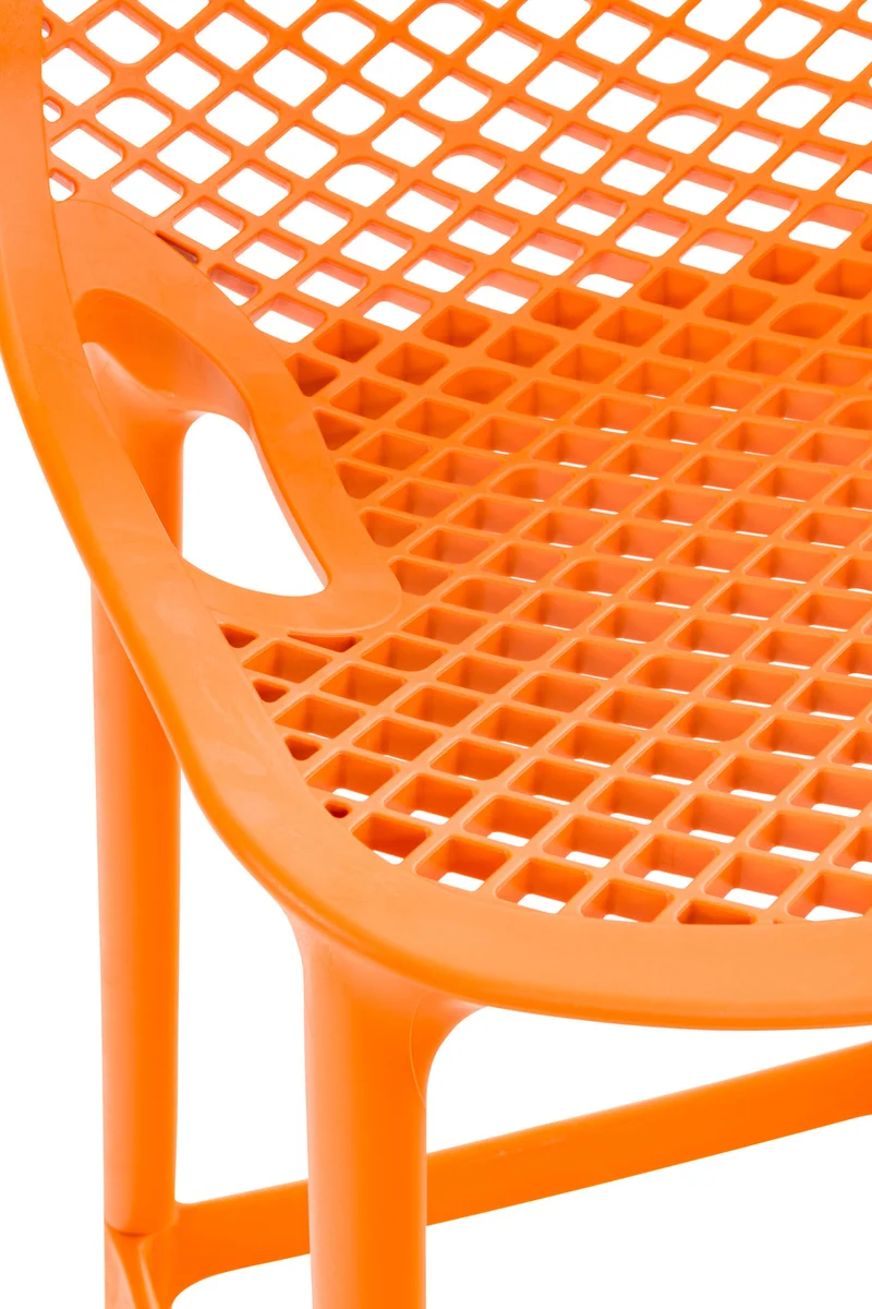 Lot de 2 tabourets de bar avec dossier en plastique orange pour extérieur hauteur assise 75 cm 10_0006112