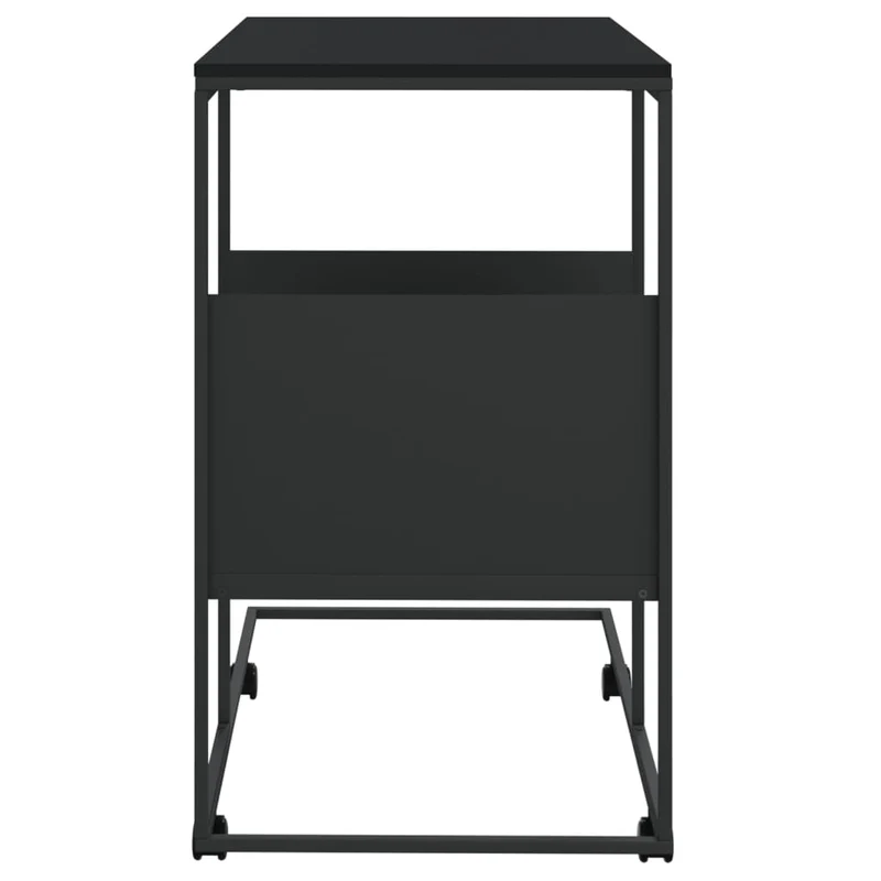 Table d'appoint en forme de C sur roulettes 55 x 36 x 63,5 cm bois d'ingénierie noir DEC031300