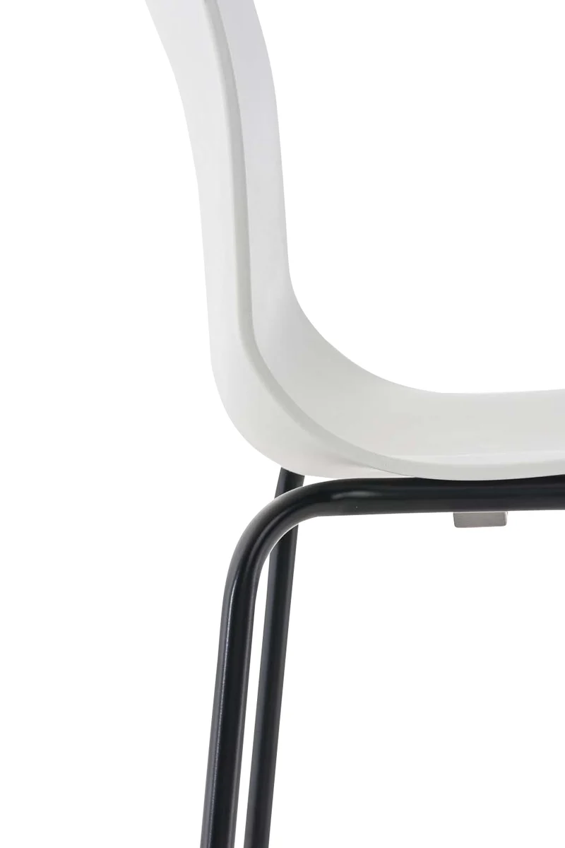 Lot de 2 tabourets de bar en tissu plastique blanc cadre métallique noir à quatre pieds style chic et moderne 10_0005570