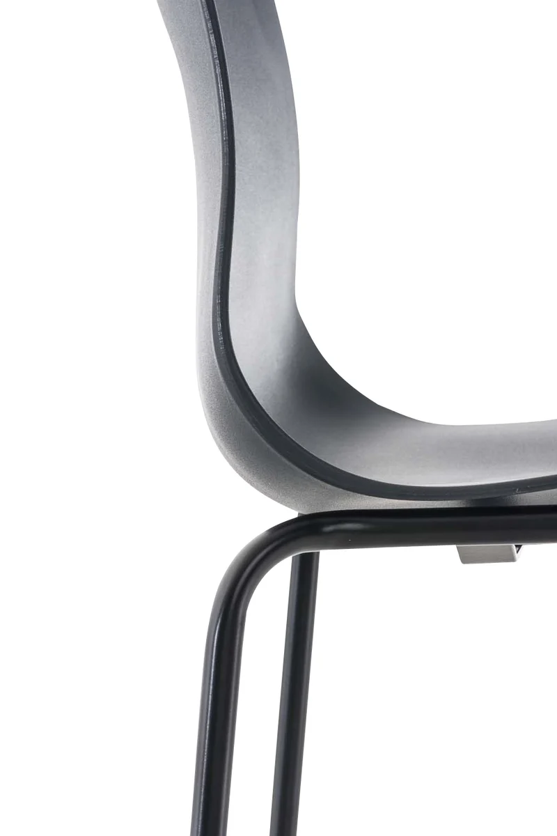 Lot de 2 tabourets de bar en tissu plastique gris cadre métallique noir à quatre pieds style chic et moderne 10_0005568