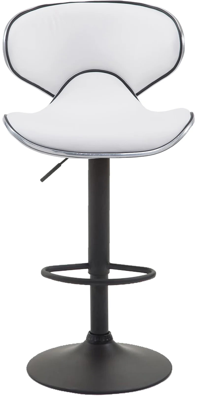 Tabouret de bar x1 sièges modernes aux lignes ondulées en PVC blanc pied trompette métal noir 10_0005682