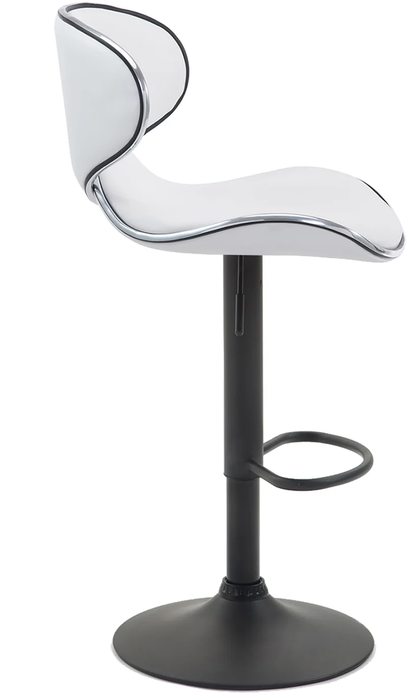 Tabouret de bar x1 sièges modernes aux lignes ondulées en PVC blanc pied trompette métal noir 10_0005682