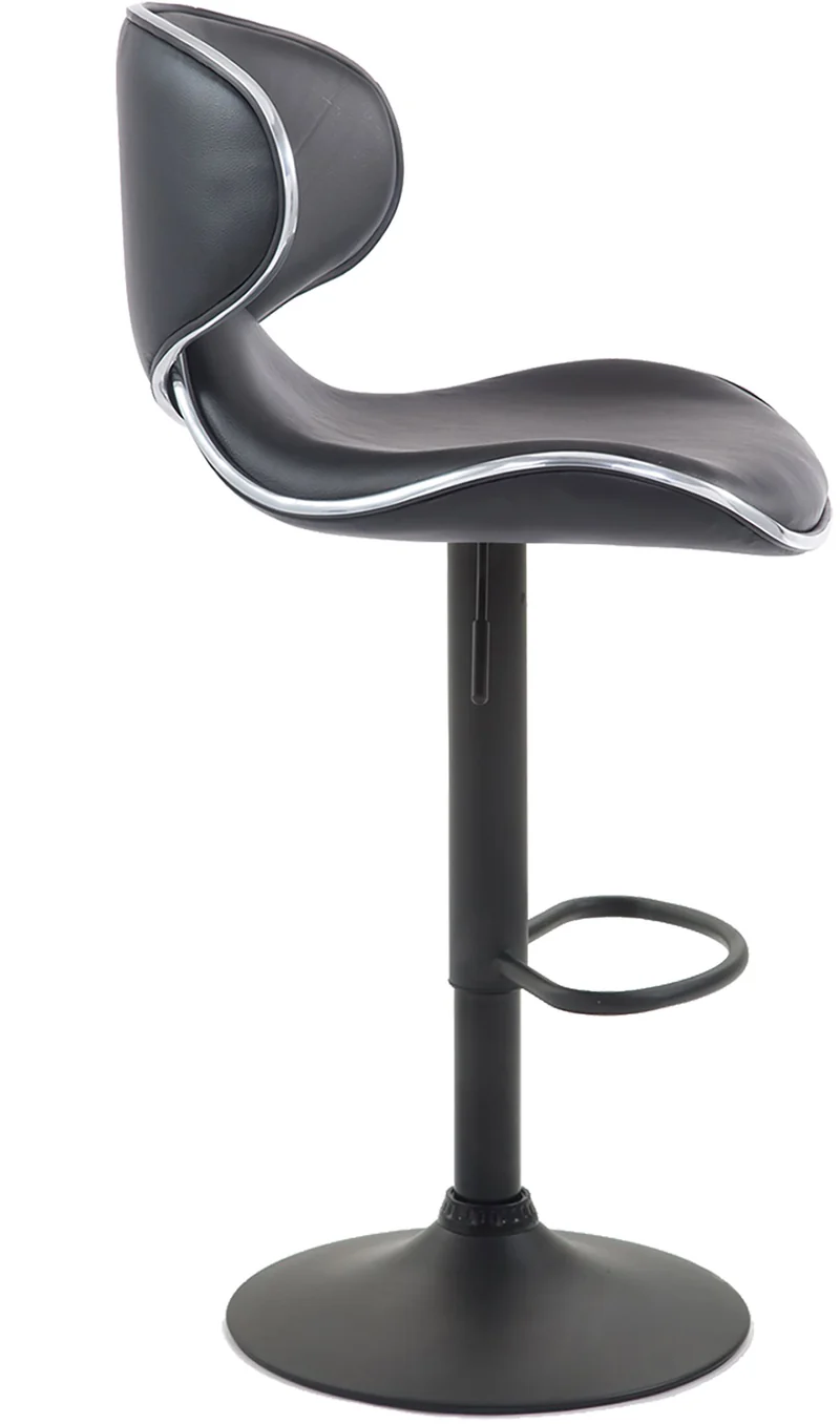 Tabouret de bar x1 sièges modernes aux lignes ondulées en PVC noir pied trompette métal noir 10_0005681