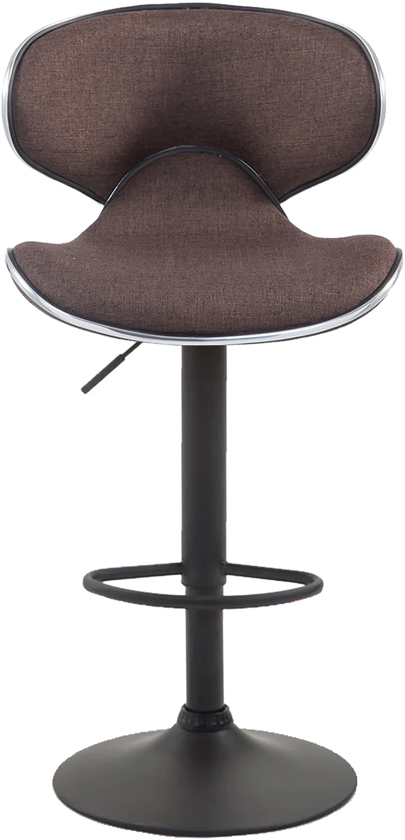 Tabouret de bar x1 sièges modernes aux lignes ondulées en tissu marron pied trompette métal noir 10_0005676