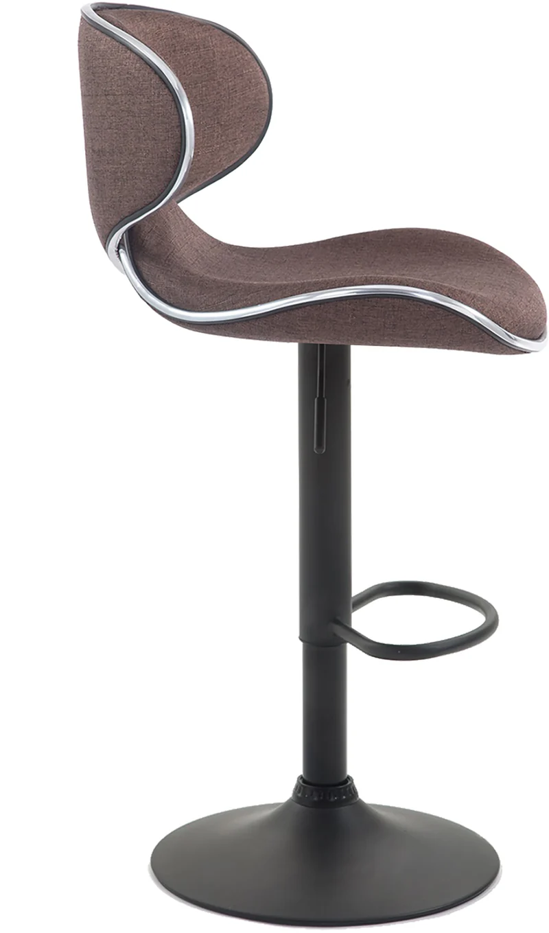 Lot de 2 tabourets de bar sièges modernes aux lignes ondulées en tissu marron pied trompette métal noir 10_0005573