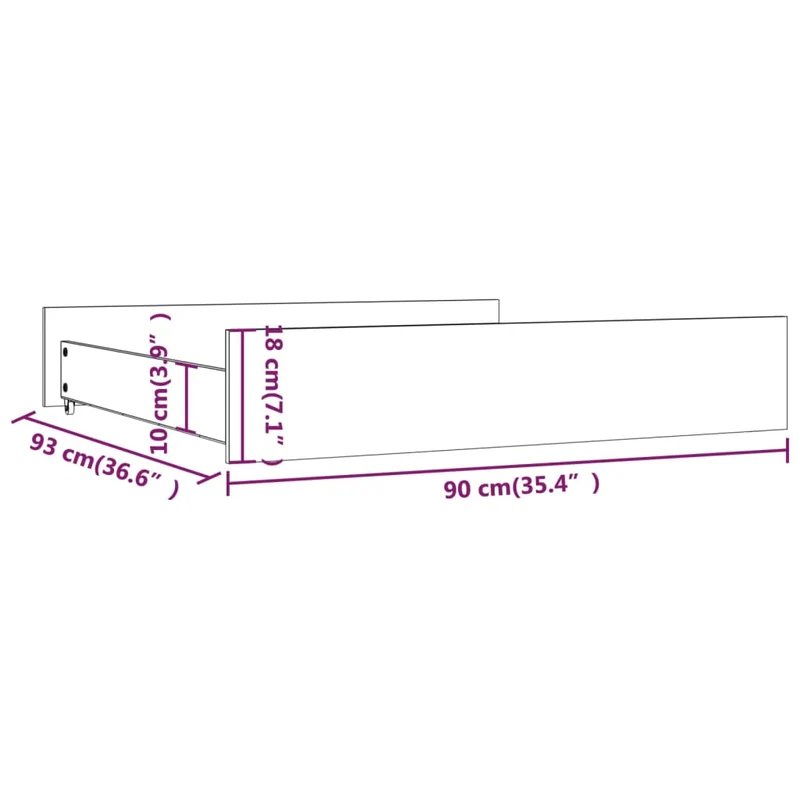 Tiroir de lit rangement avec roulettes lot de 2 bois de pin blanc TDL0206846