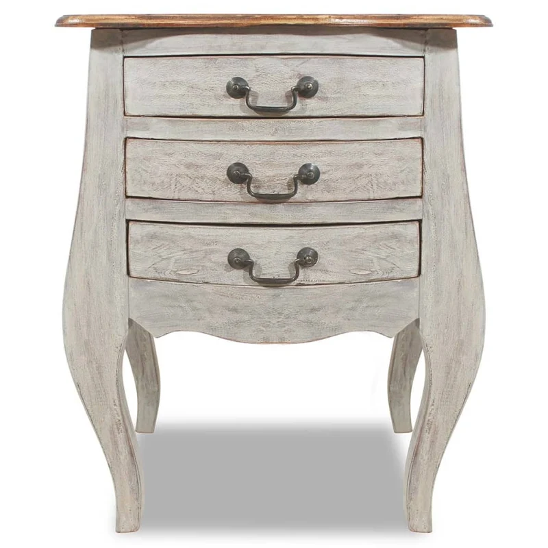 Table de chevet avec 3 tiroirs en bois d'acajou massif 48 x 35 x 64 cm DEC033528