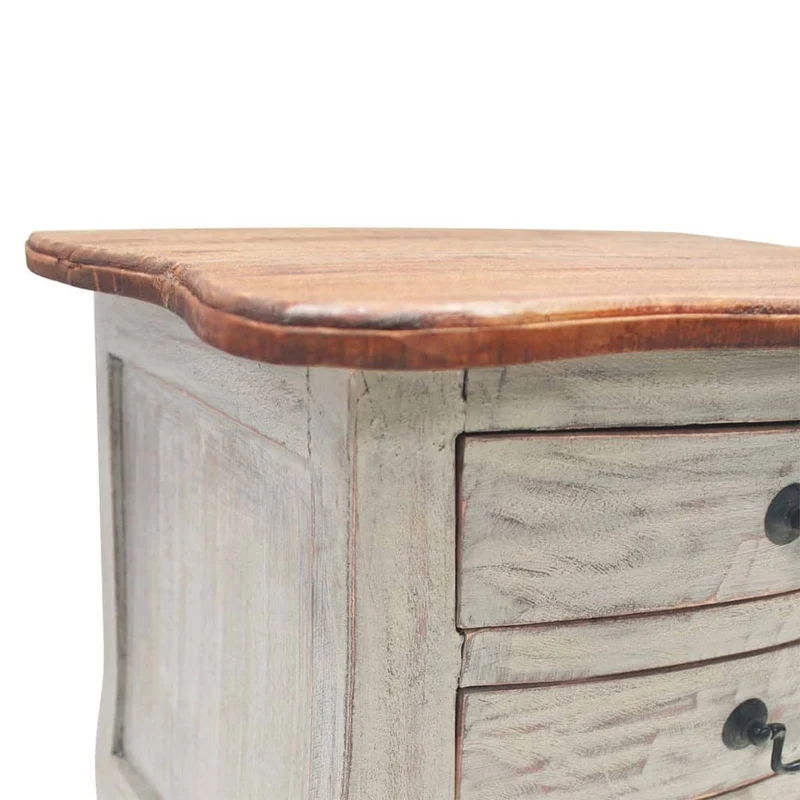 Table de chevet avec 3 tiroirs en bois d'acajou massif 48 x 35 x 64 cm DEC033528