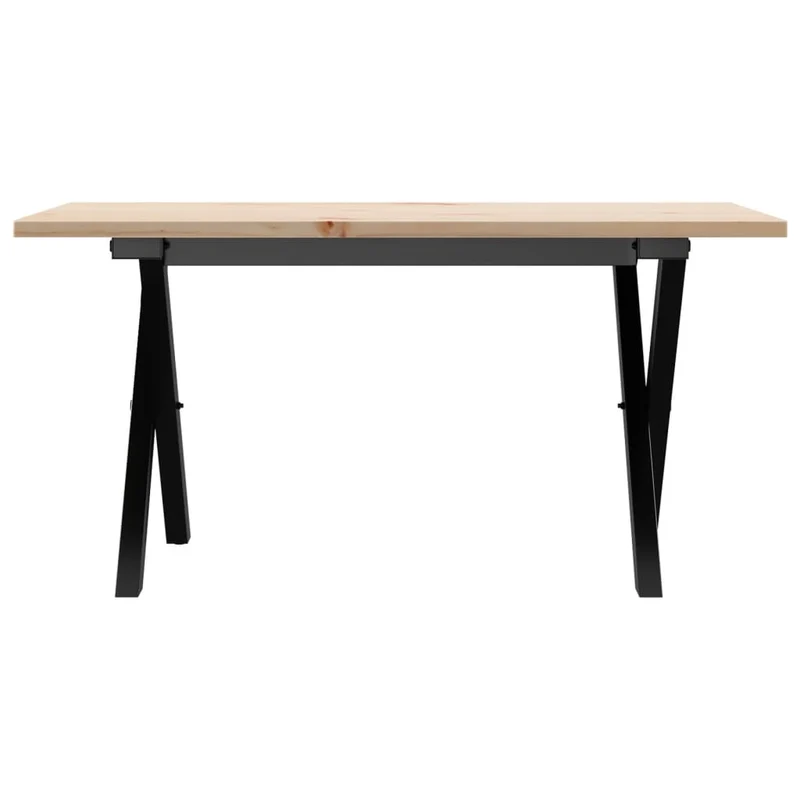 Table basse rectangulaire style industriel cadre en x 80 x 50 x 40 cm bois de pin et acier DEC036269