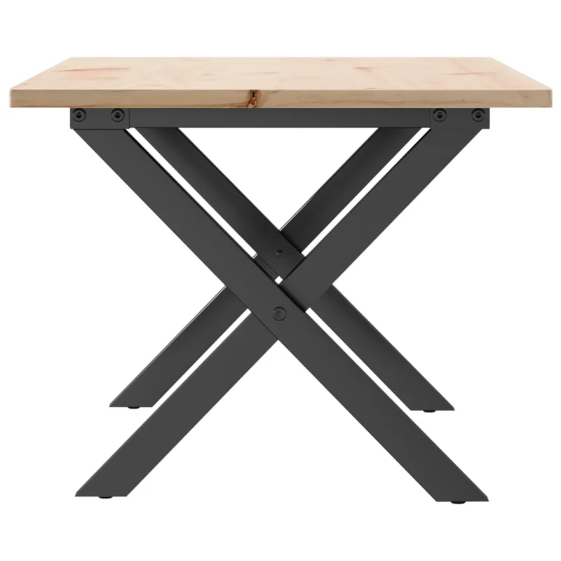 Table basse rectangulaire style industriel cadre en x 80 x 50 x 40 cm bois de pin et acier DEC036269
