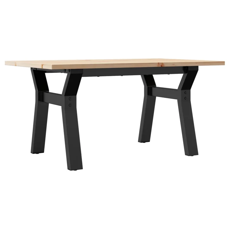 Table basse rectangulaire style industriel cadre en y 80 x 50 x 40 cm bois de pin et acier DEC036291