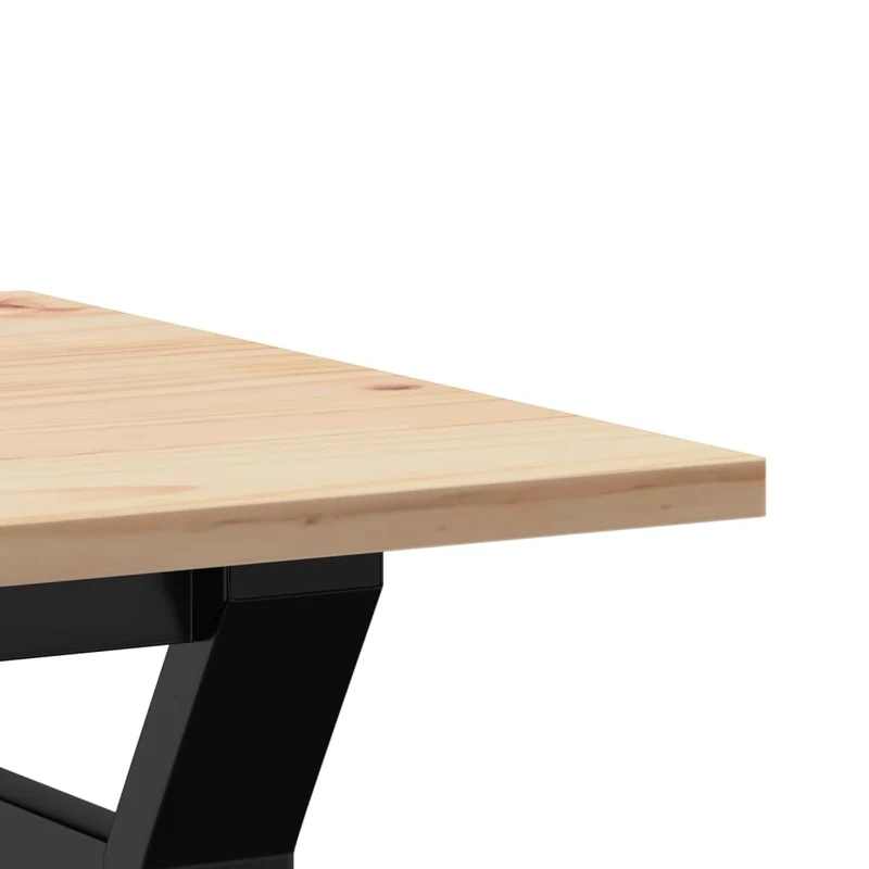 Table basse rectangulaire style industriel cadre en y 80 x 50 x 40 cm bois de pin et acier DEC036291