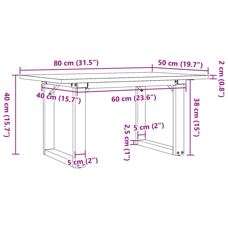 Table basse rectangulaire style industriel 80 x 50 x 40 cm bois de pin et acier DEC036247