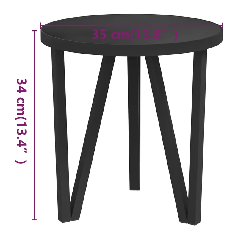 Table d'appoint support de plante ø35 cm MDF noir et acier DEC032588