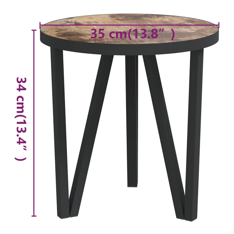 Table d'appoint support de plante ø35 cm en MDF marron et acier DEC032583