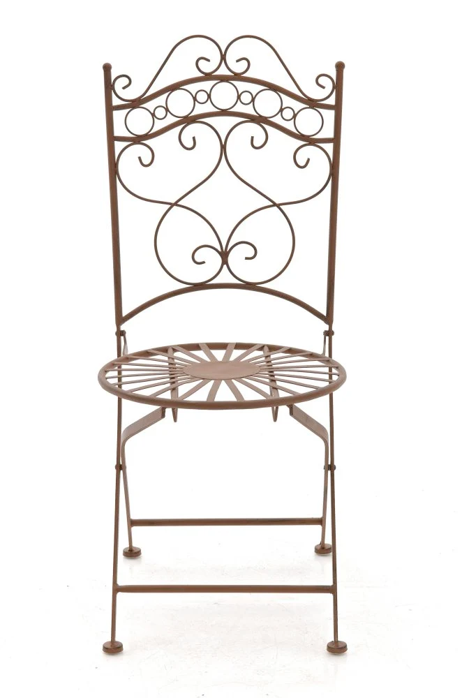 Chaise de jardin terrasse balcon design rustique en fer forgé marron vieilli 10_0003004