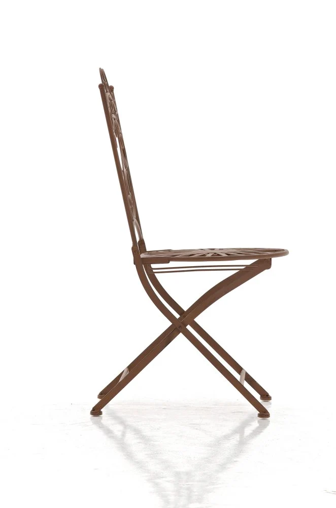 Chaise de jardin terrasse balcon design rustique en fer forgé marron vieilli 10_0003004
