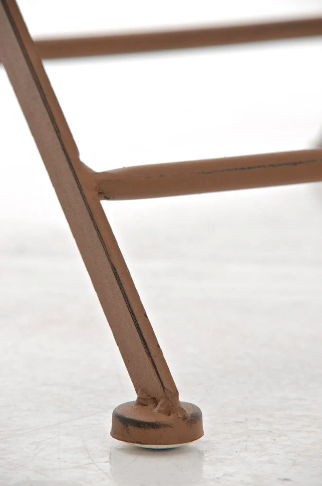 Chaise de jardin terrasse balcon design rustique en fer forgé marron vieilli 10_0003004