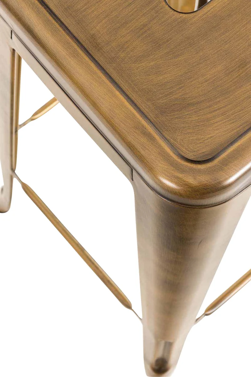 Lot de 2 tabourets de bar hauteur 76 cm design industriel structure robuste à quatre pieds métal doré 10_0005572