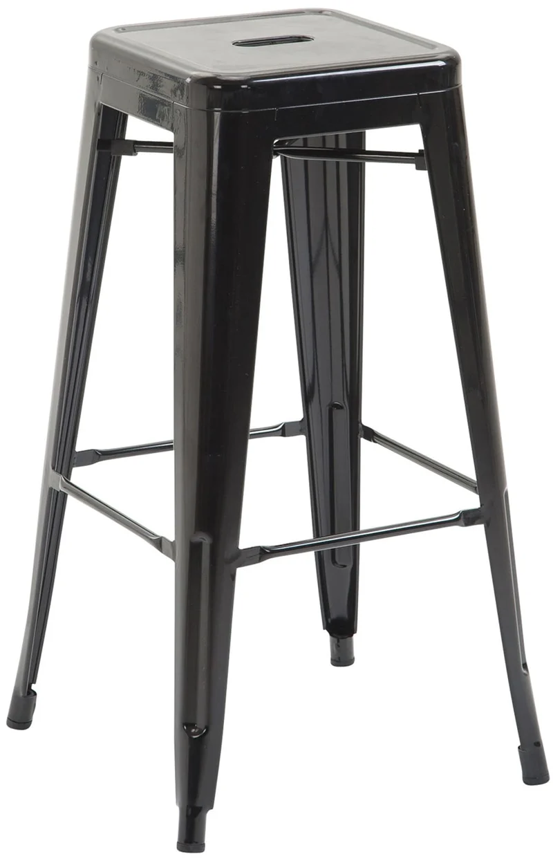Lot de 2 tabourets de bar hauteur 76 cm design industriel structure robuste à quatre pieds métal noir 10_0005571