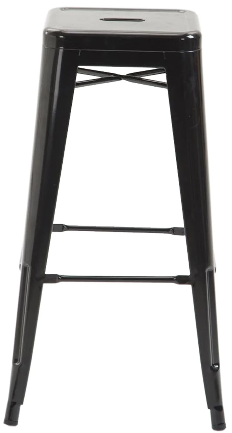 Lot de 2 tabourets de bar hauteur 76 cm design industriel structure robuste à quatre pieds métal noir 10_0005571