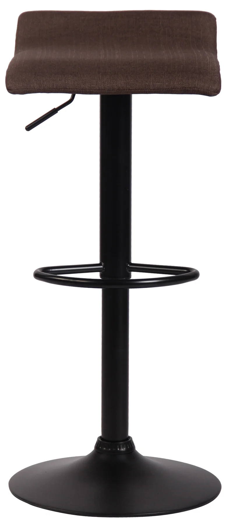Tabouret de bar x1 design minimaliste hauteur réglable repose-pieds en tissu marron et métal noir 10_0005934