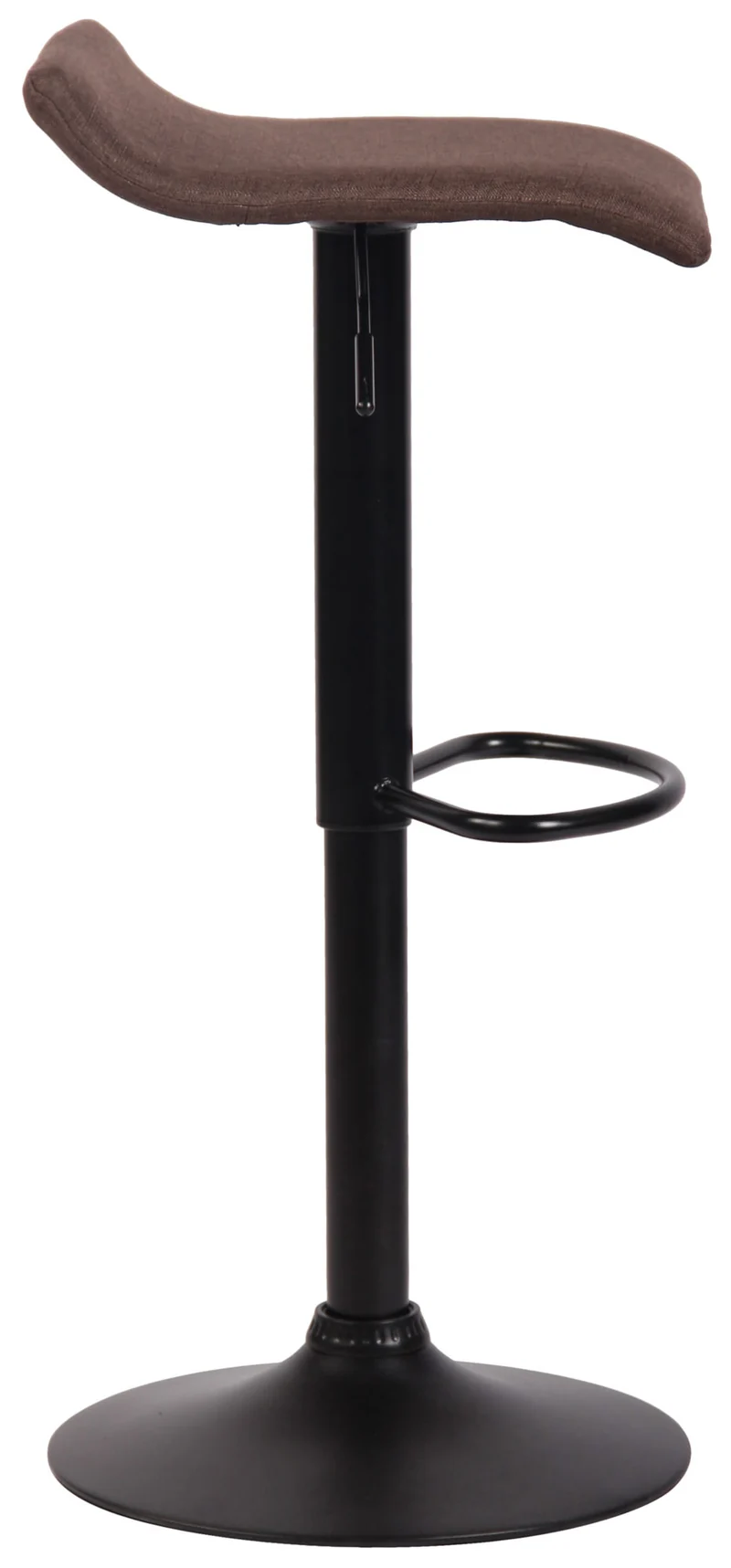 Tabouret de bar x1 design minimaliste hauteur réglable repose-pieds en tissu marron et métal noir 10_0005934