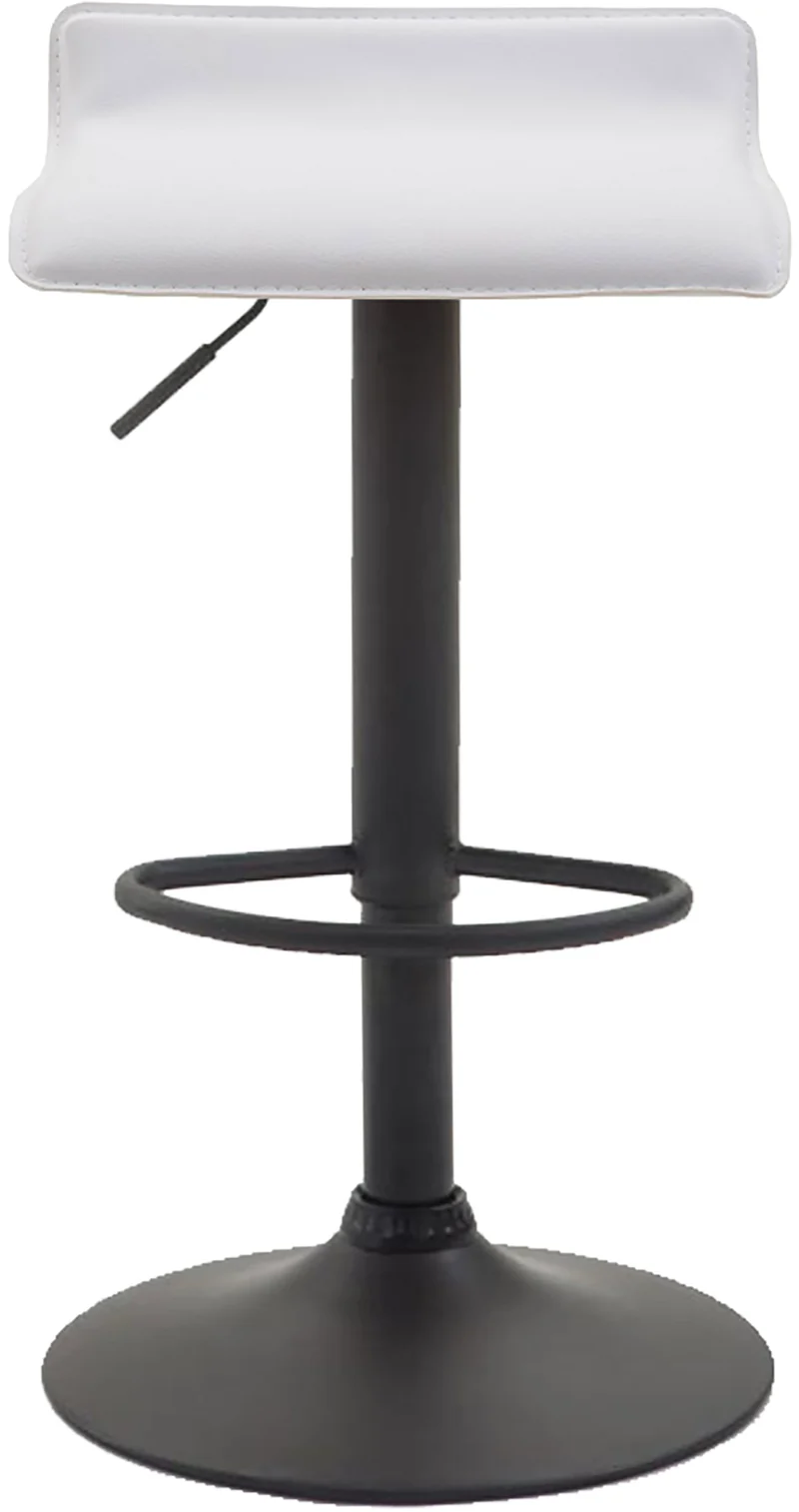 Tabouret de bar x1 design minimaliste hauteur réglable repose-pieds en PVC blanc et métal noir 10_0005613