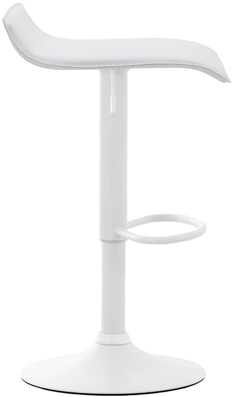 Tabouret de bar x1 design minimaliste hauteur réglable repose-pieds en PVC blanc et métal blanc 10_0005611