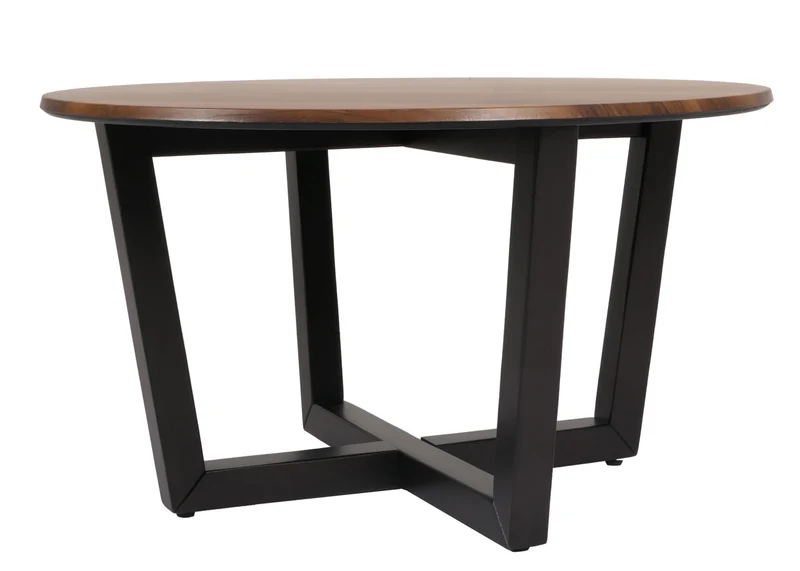 Table basse table d'appoint en bois diamètre 80 cm HPL aspect bois de sesham cadre foncé 04_0008464