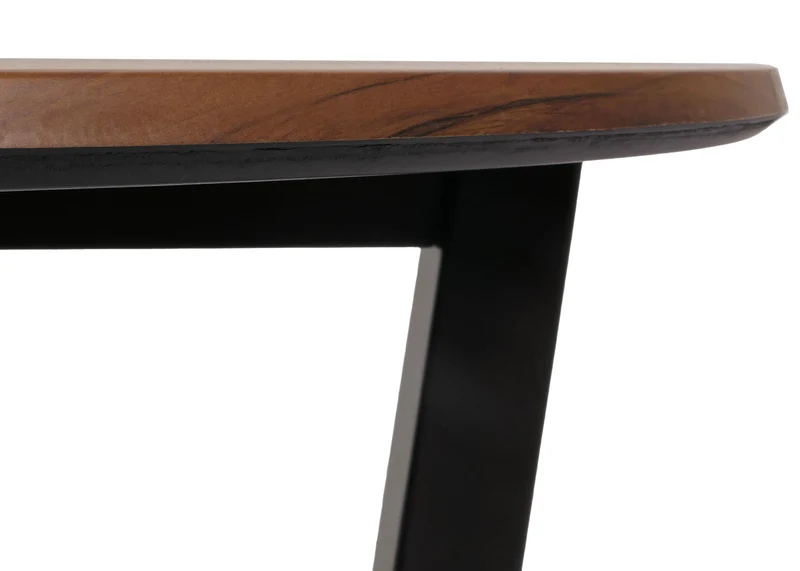 Table basse table d'appoint en bois diamètre 80 cm HPL aspect bois de sesham cadre foncé 04_0008464