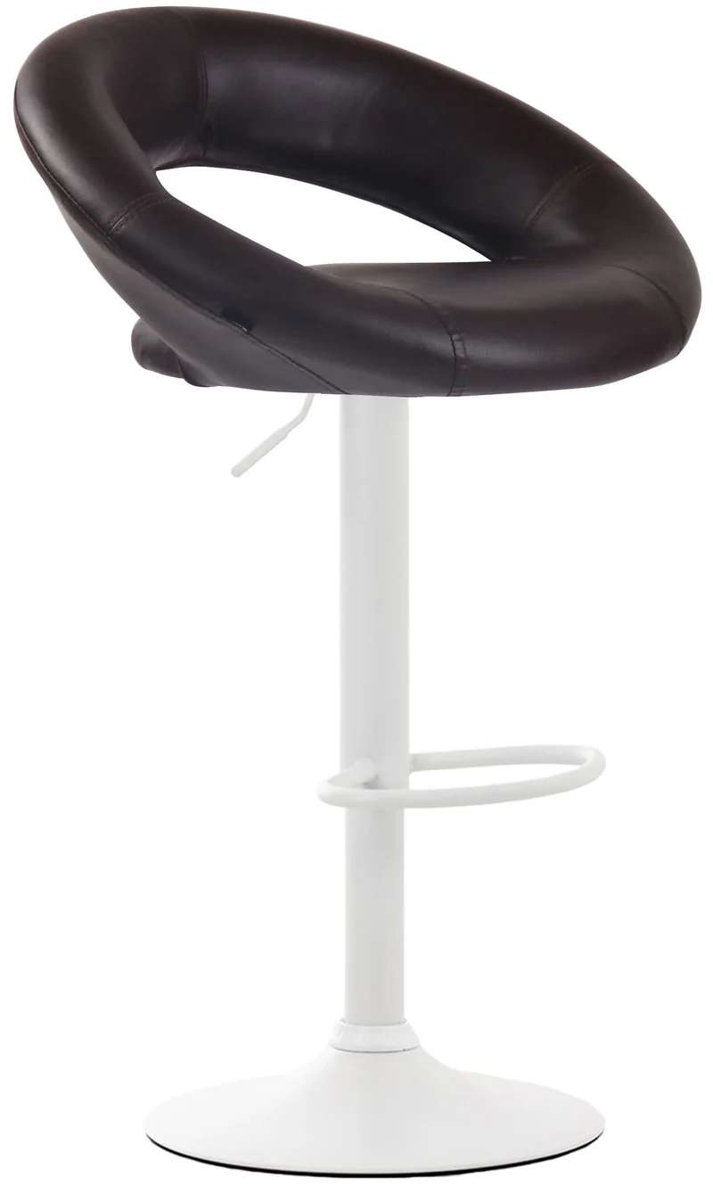 Lot de 2 tabourets de bar en synthétique marron design moderne base métal blanc mat TDB10550