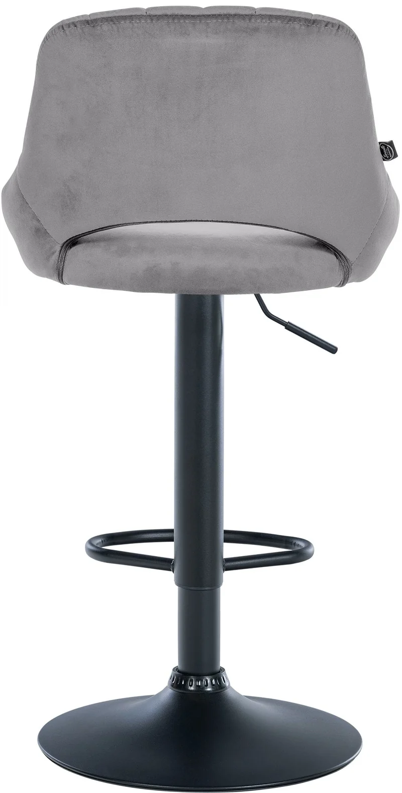 Lot de 2 tabourets de bar réglables en velours gris foncé dossier ajouré et pied métal noir 10_0005887