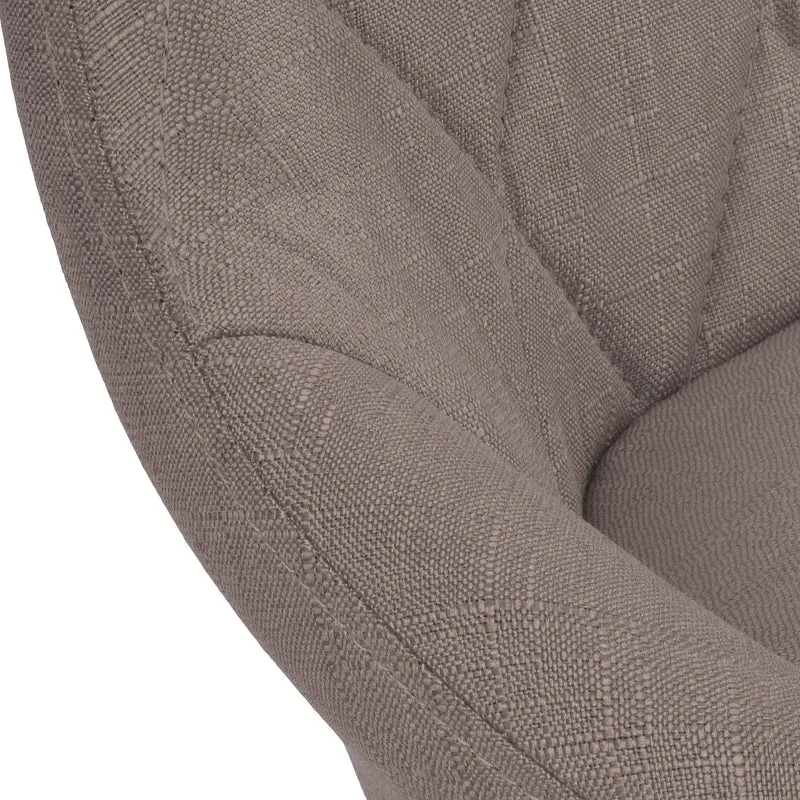 Tabouret de bar x1 pivotant hauteur réglable en tissu taupe surpiqûres décoratives cadre en métal blanc 10_0005705