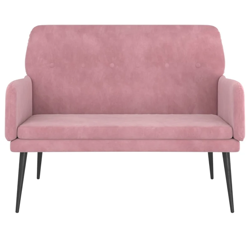 Banquette banc avec dossier et accoudoirs 108 x 79 x 79 cm en velours rose DEC024683