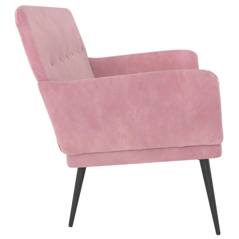 Banquette banc avec dossier et accoudoirs 108 x 79 x 79 cm en velours rose DEC024683