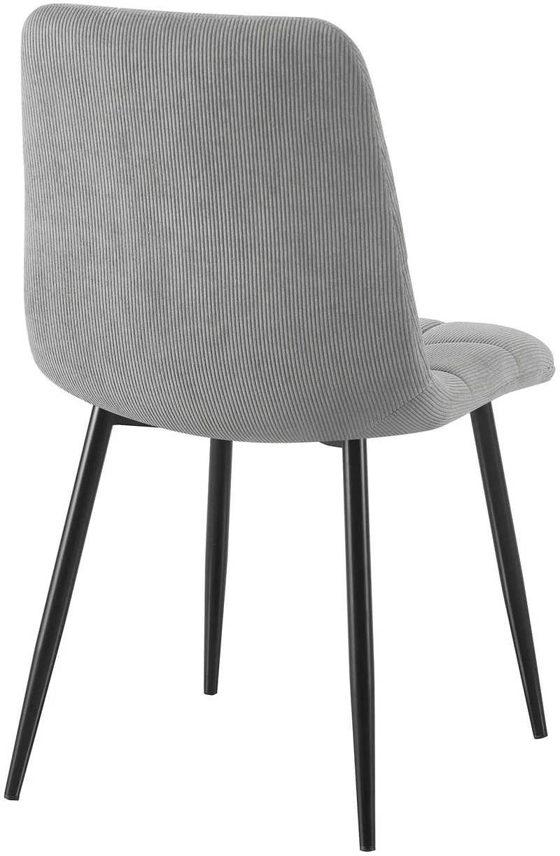 Chaise de salle à manger x1 coutures carrées matelassé en velours côtelé gris cadre métal 10_0007134